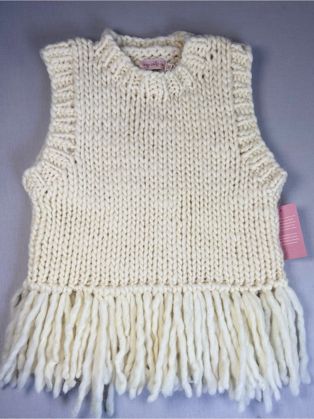 Ivy City Co Gia 100% Wool Fringe Sweater Vest XL NWT